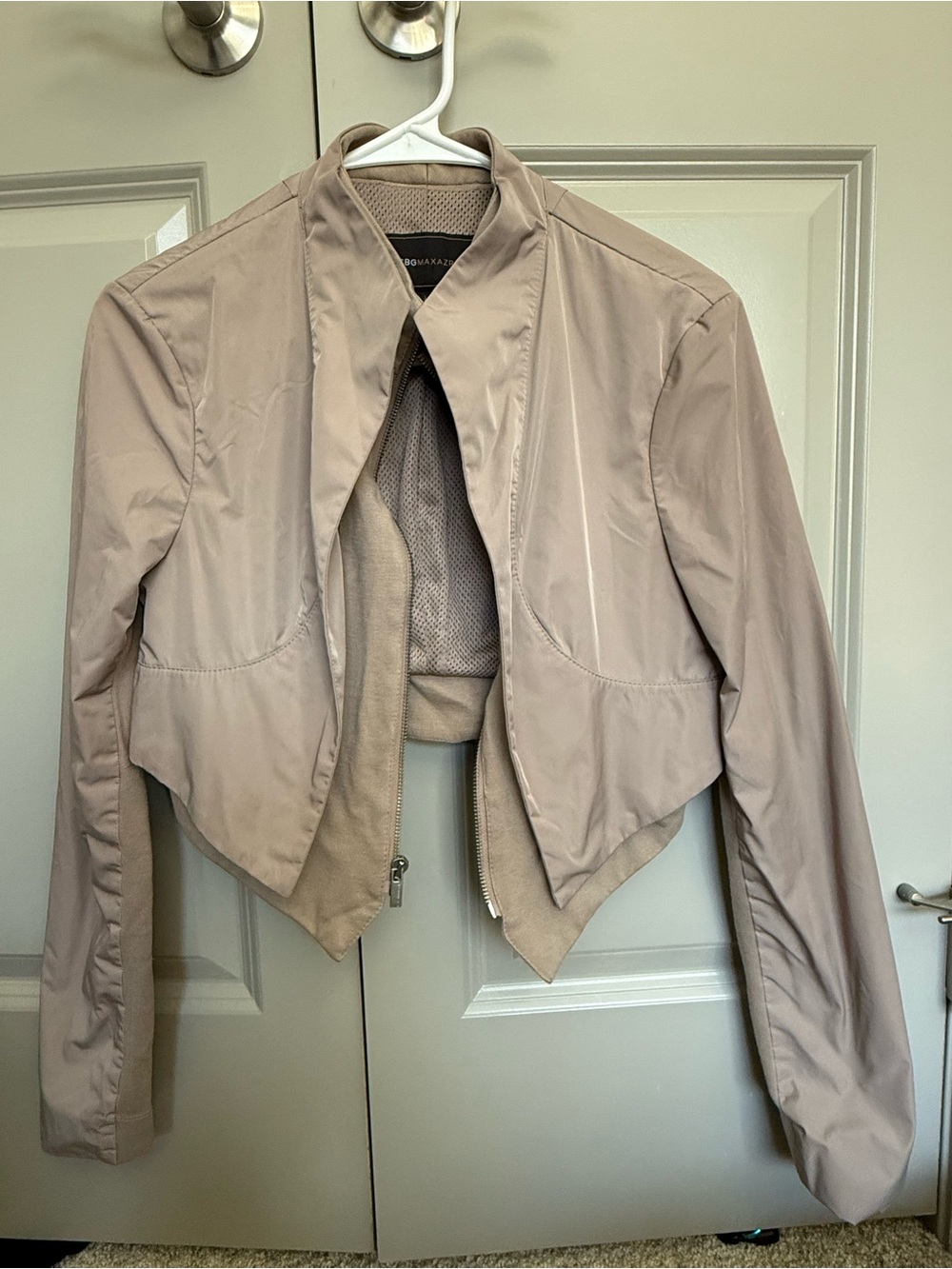 BCBG Max Azria Cropped Nylon Jacket - Tan
